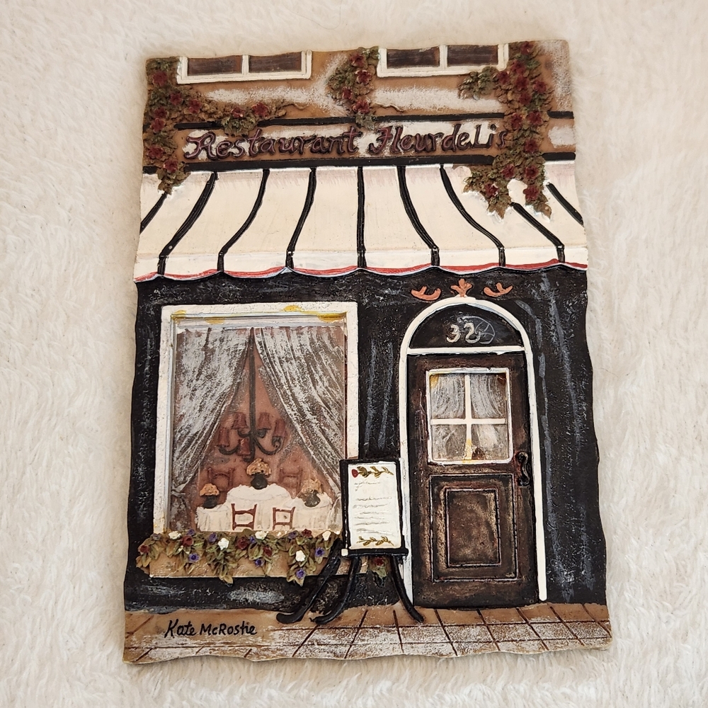 🍷Kate McRostie 3D Resin French Storefront Wall Plaques Set Of 4 4.25" x 6" - Picture 4 of 10